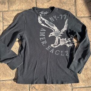 American Eagle Graphic Logo Thermal Long Sleeve Shirt Size L